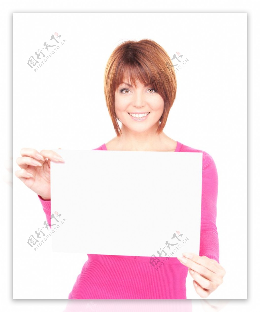 手拿空白纸的女人图片