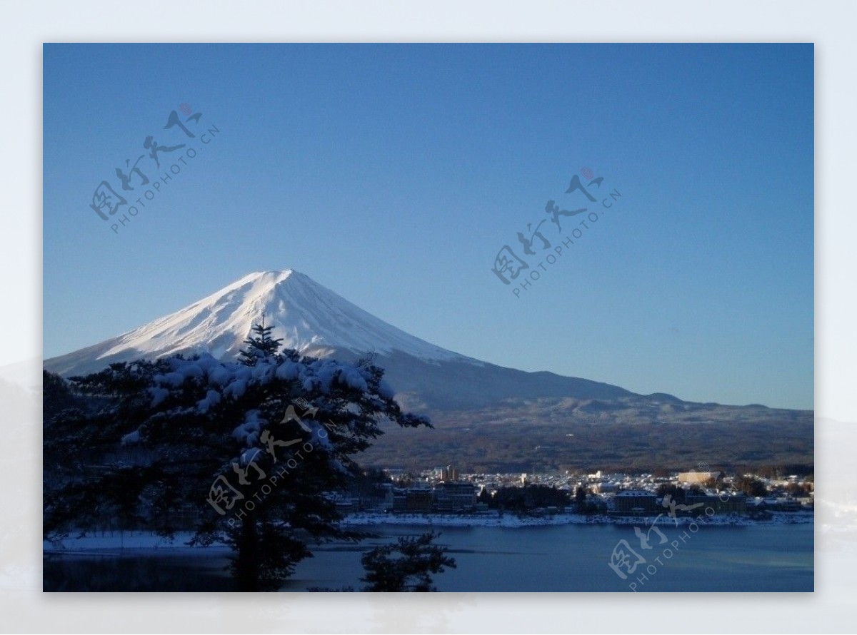 富士山與河口湖图片