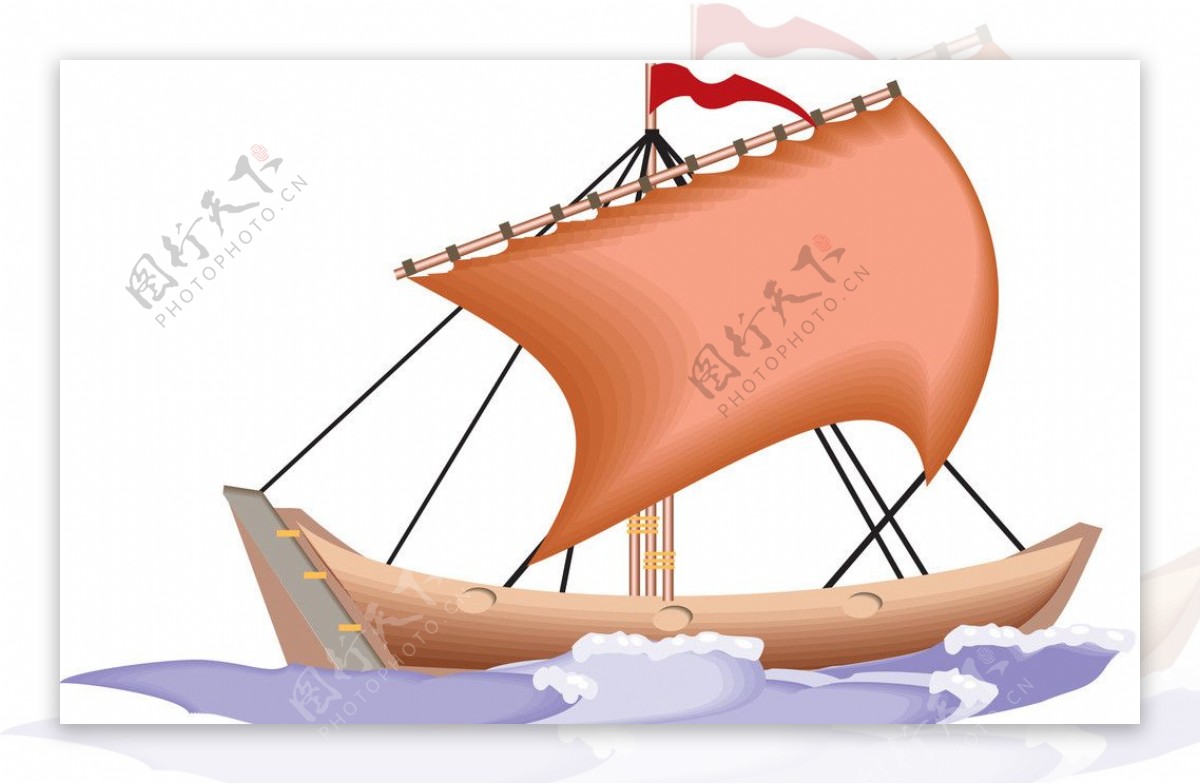 大海中航行的帆船图片