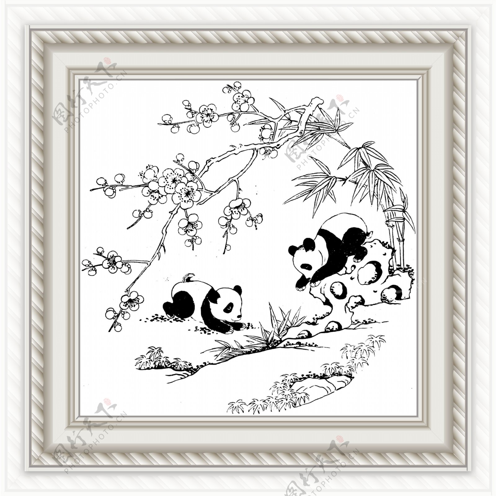 熊猫竹梅图片