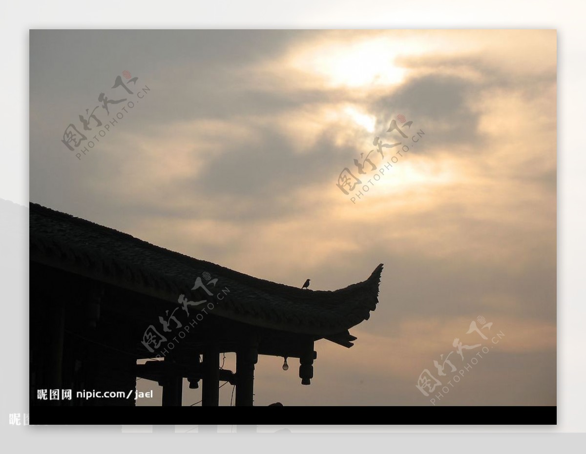 黄龙溪日落图片