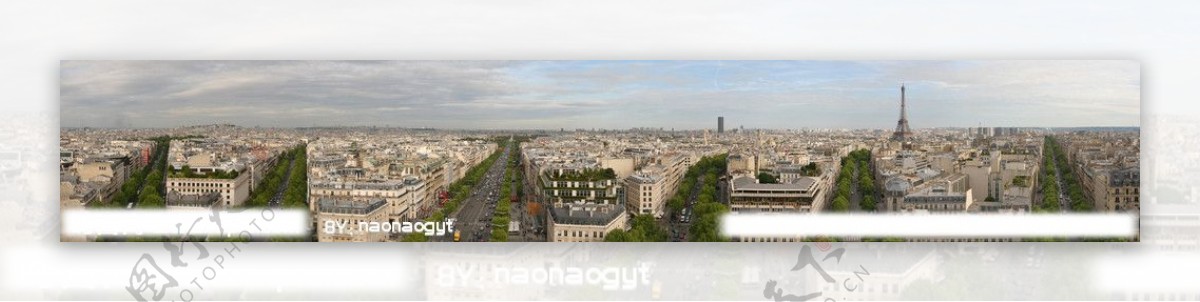 凯旋门上的巴黎360度全景图片