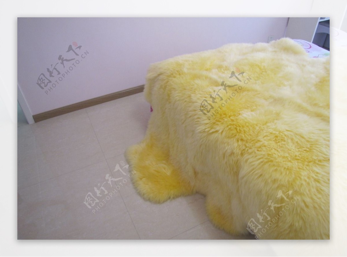 羊剪绒真皮坐垫沙发垫图片