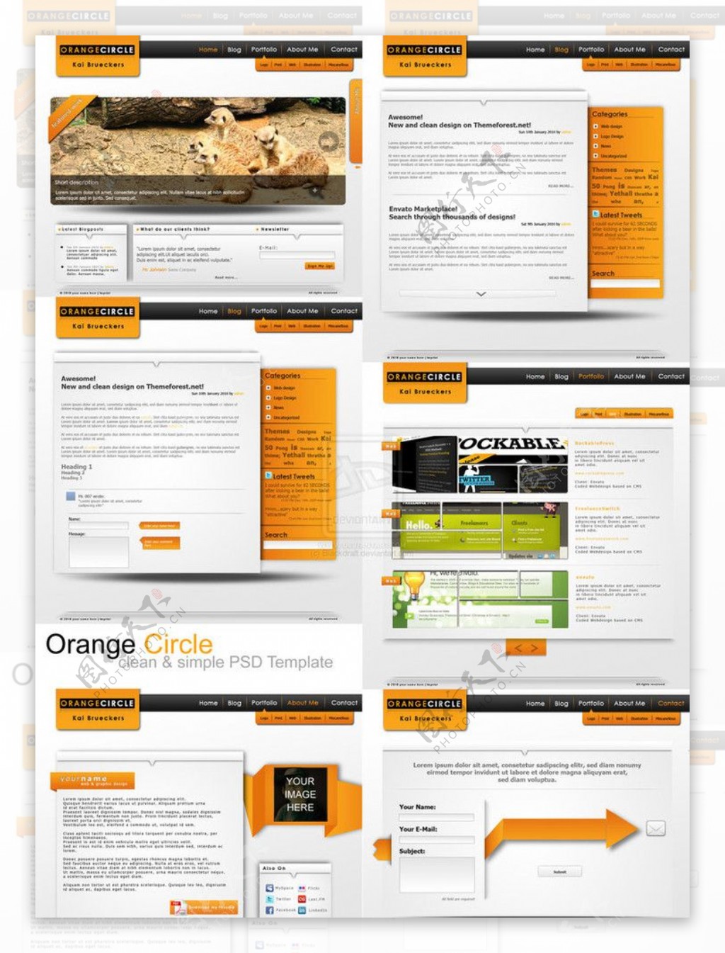 橙色网页素材图片