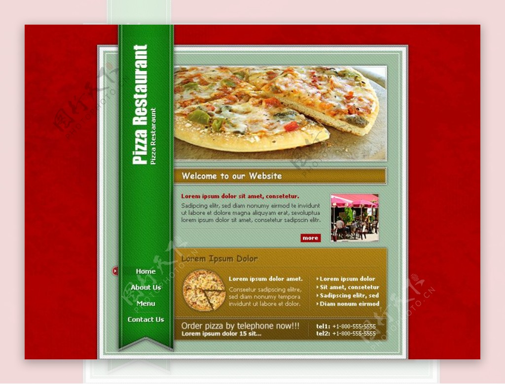 美食餐厅网页模版绿色披萨比萨图片
