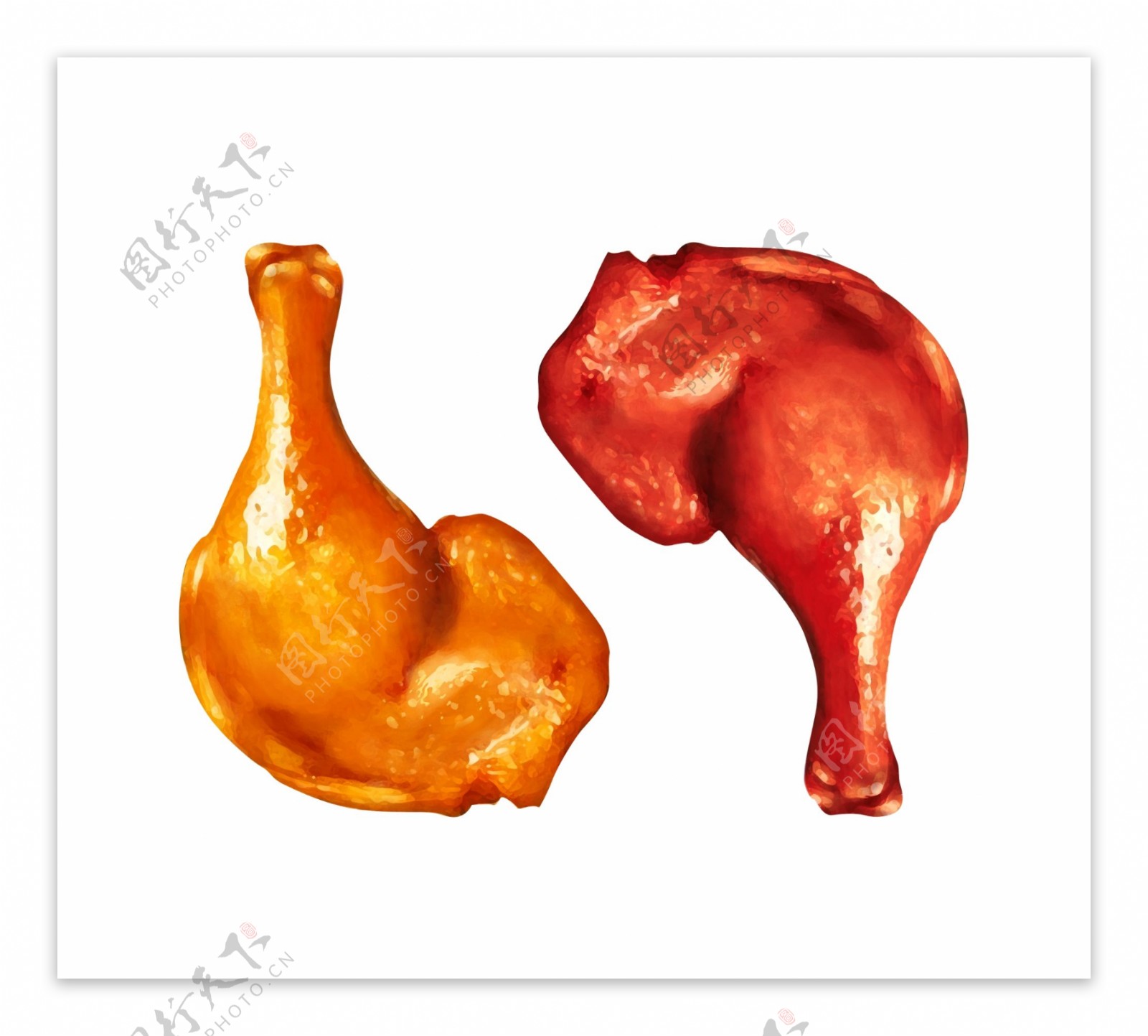手绘烤鸭腿图片