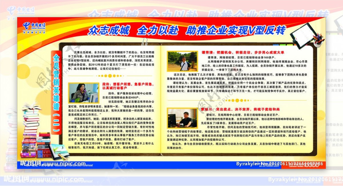 中国电信全员营销英雄谱展板图片