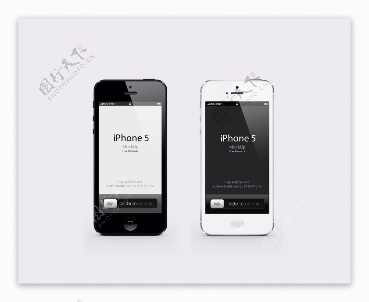 苹果黑白iPhone5正面高清分层图片