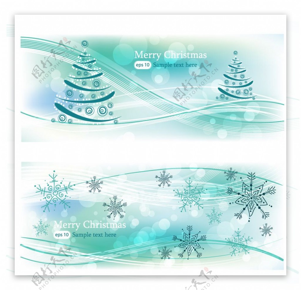 蓝色动感线条雪花圣诞树图片