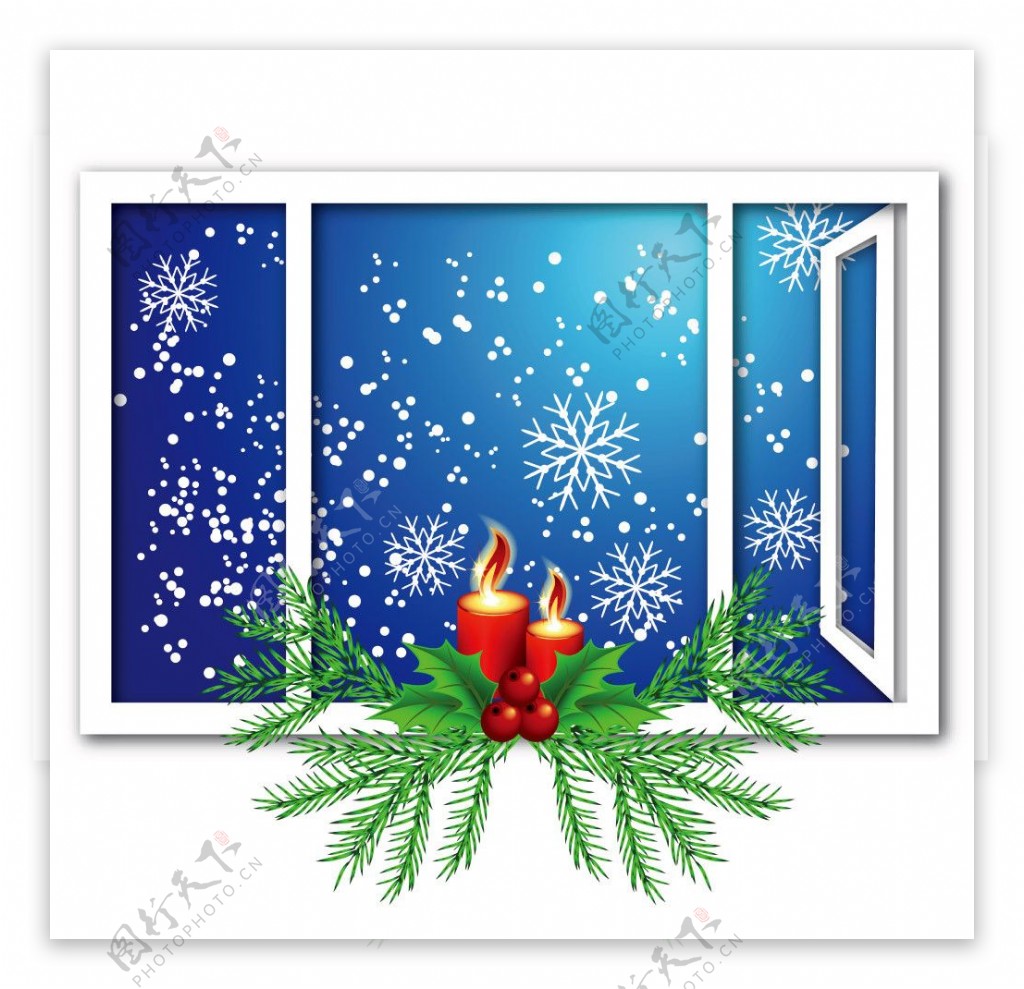 窗户内外的圣诞节背景图片