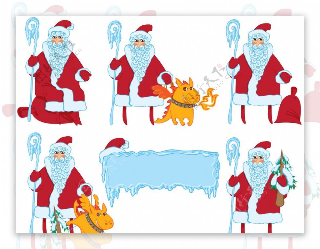 冰块边框圣诞老人矢量图片