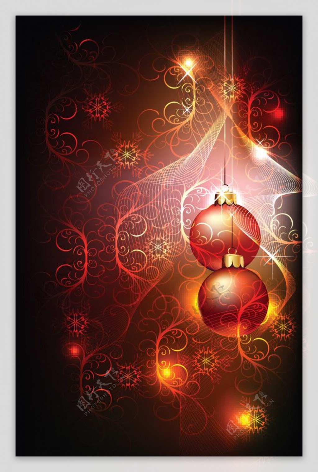 动感线条花纹圣诞球背景图片