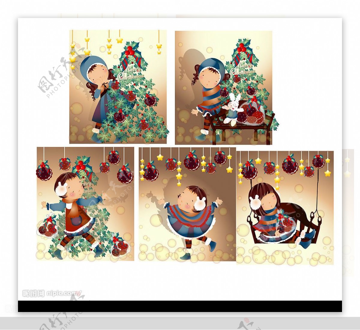 圣诞节主题韩国iClickart四季可爱女孩专辑图片