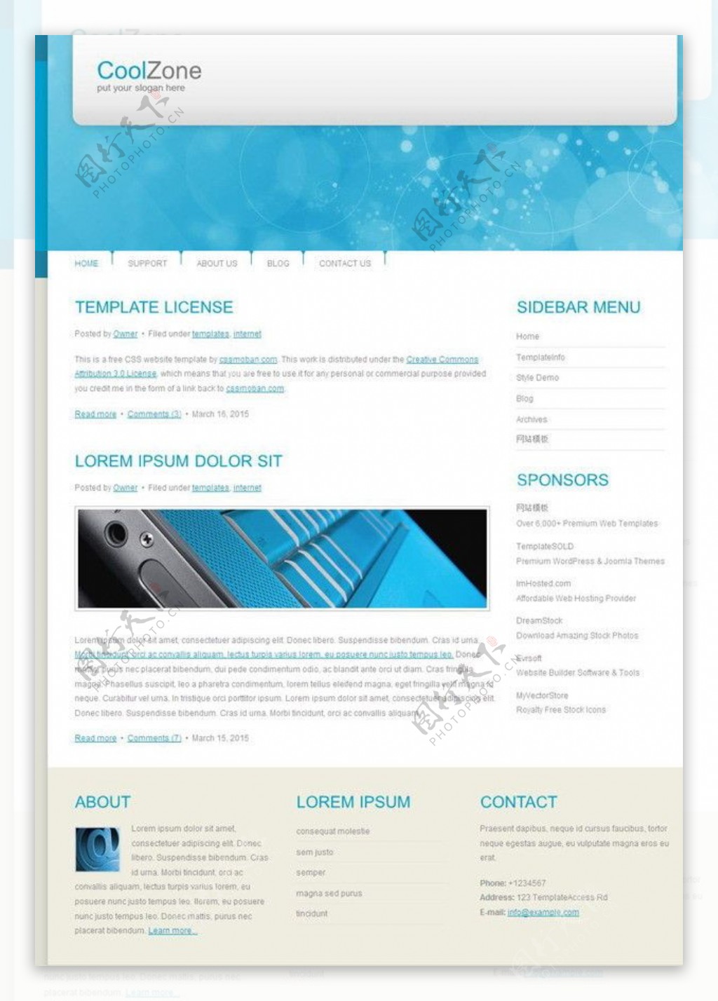 蓝色商业网页模板图片