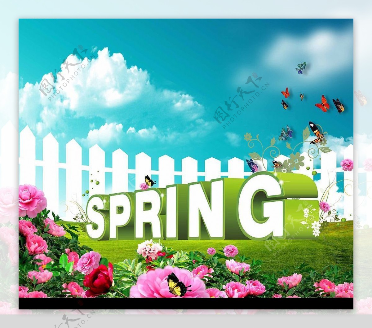 spring立体字自然美景图片