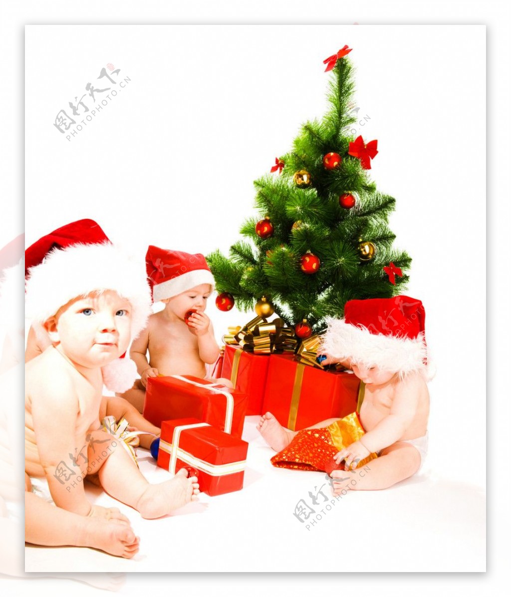 带圣诞帽的可爱婴儿宝宝图片