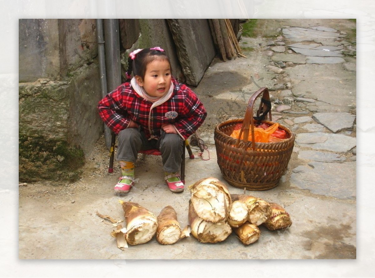 卖竹笋的小姑娘图片