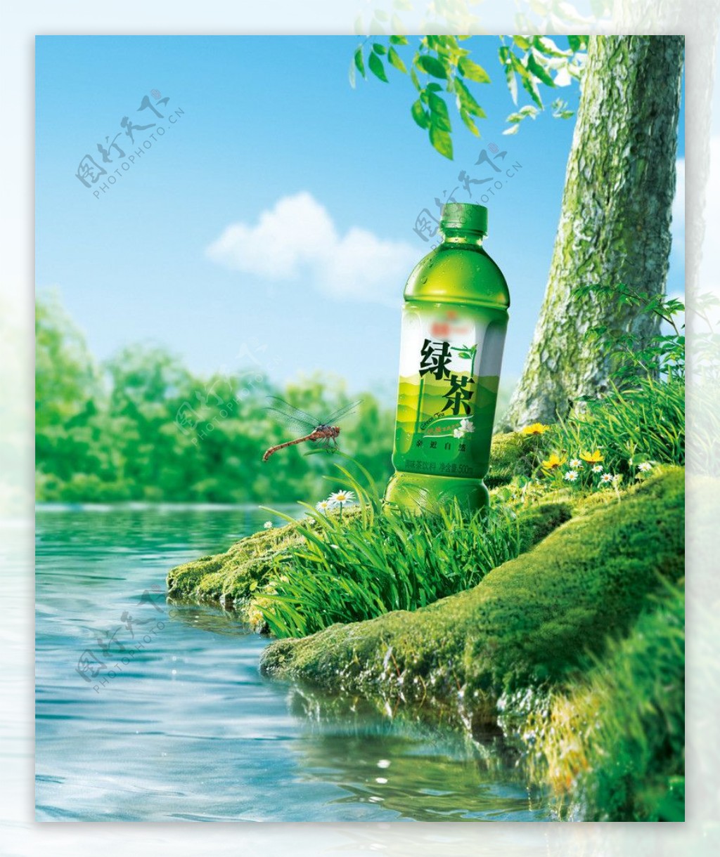 瓶装绿茶绿茶海报图片