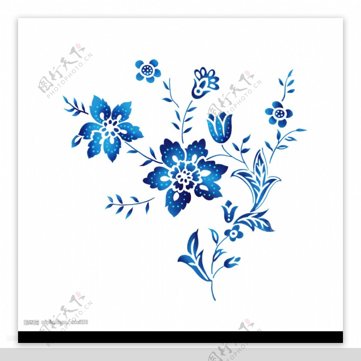 手绘蓝色花卉图片