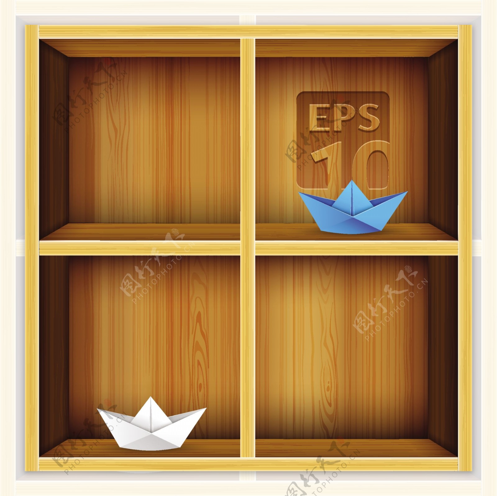 木制展柜纸船图片