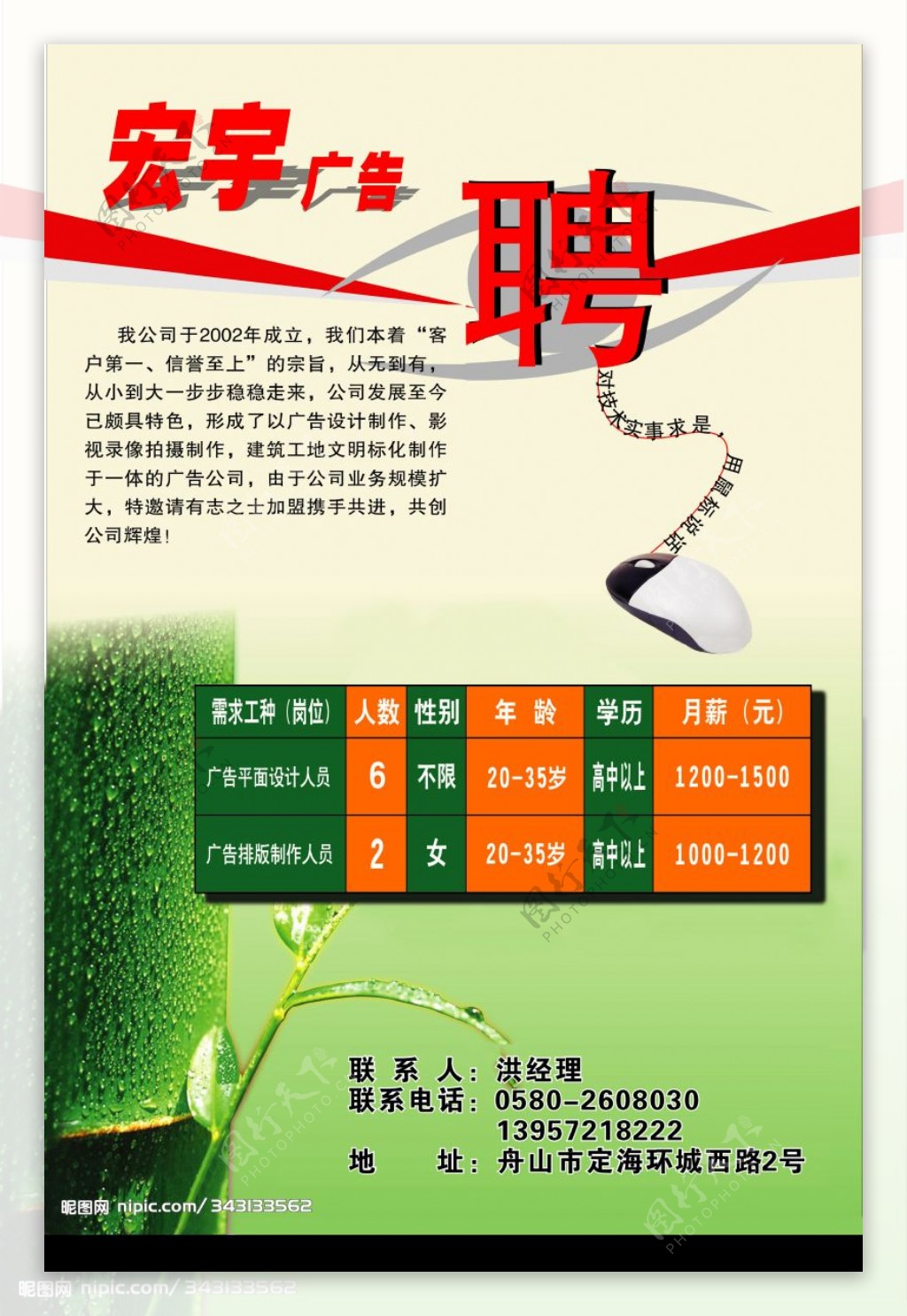 宏宇广告招聘写真竹子鼠标图片