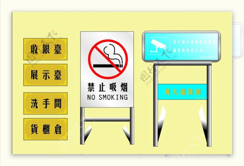 禁烟门牌监控标志图片