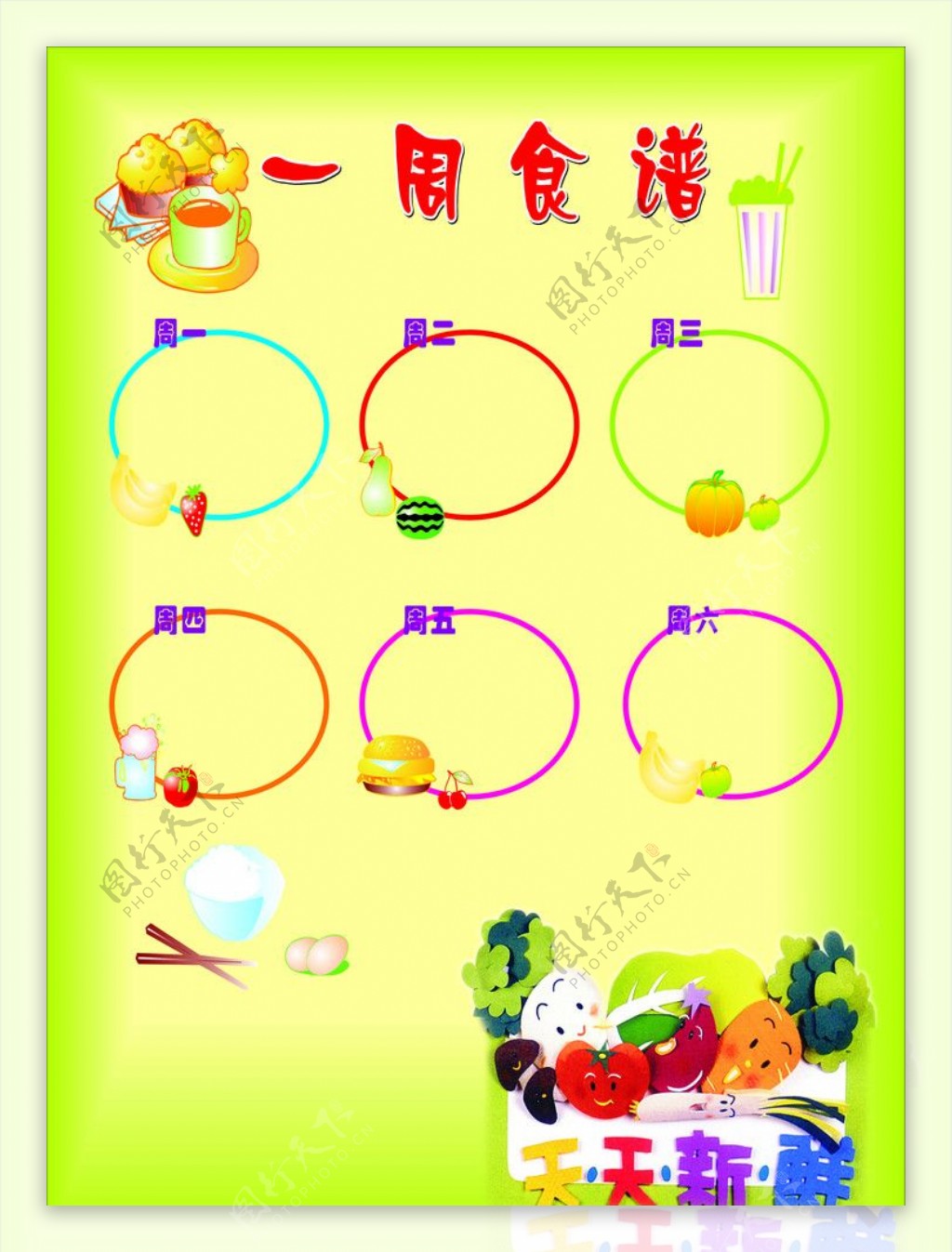 幼儿园食谱栏展板图片下载 - 觅知网