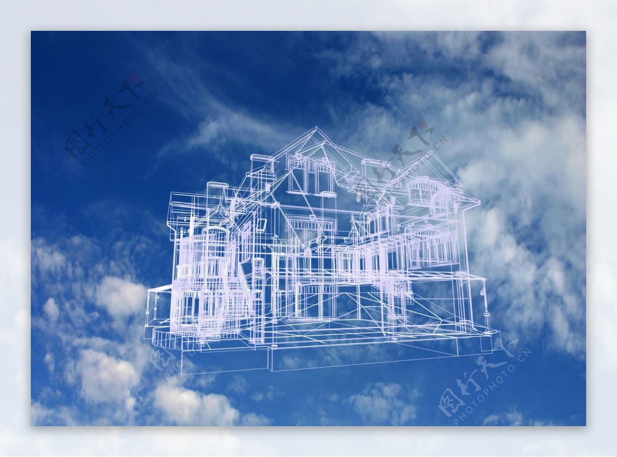 3d线框建筑模型图片
