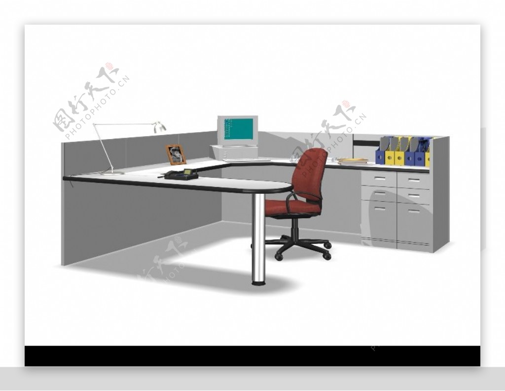 办公桌模型0034