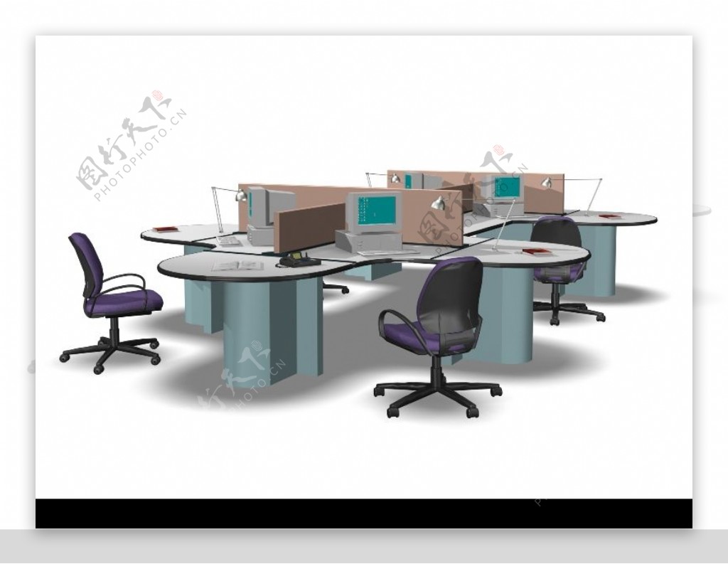 办公桌模型0035