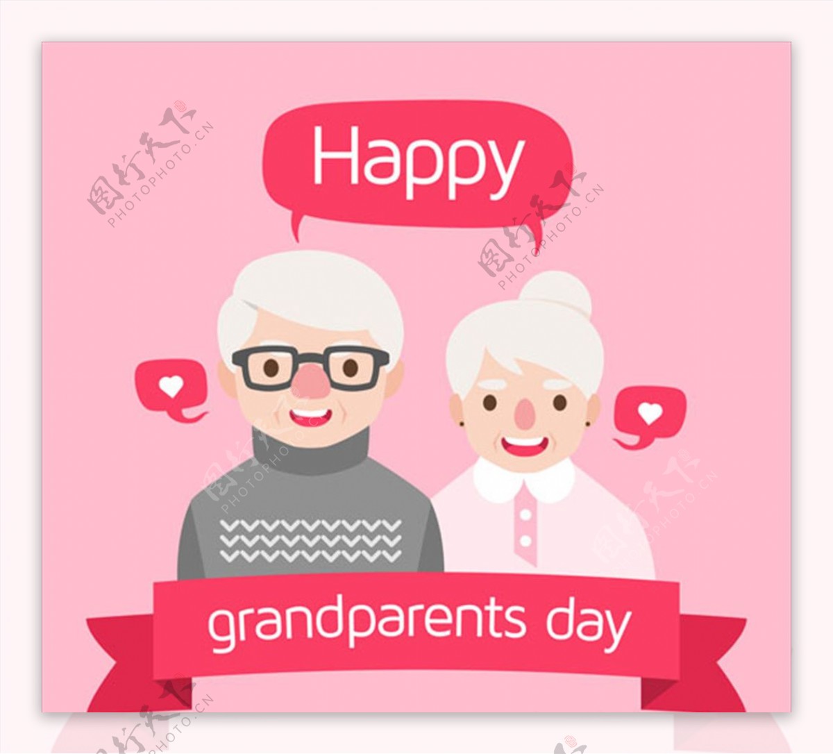 老人节可爱的祖父母插图