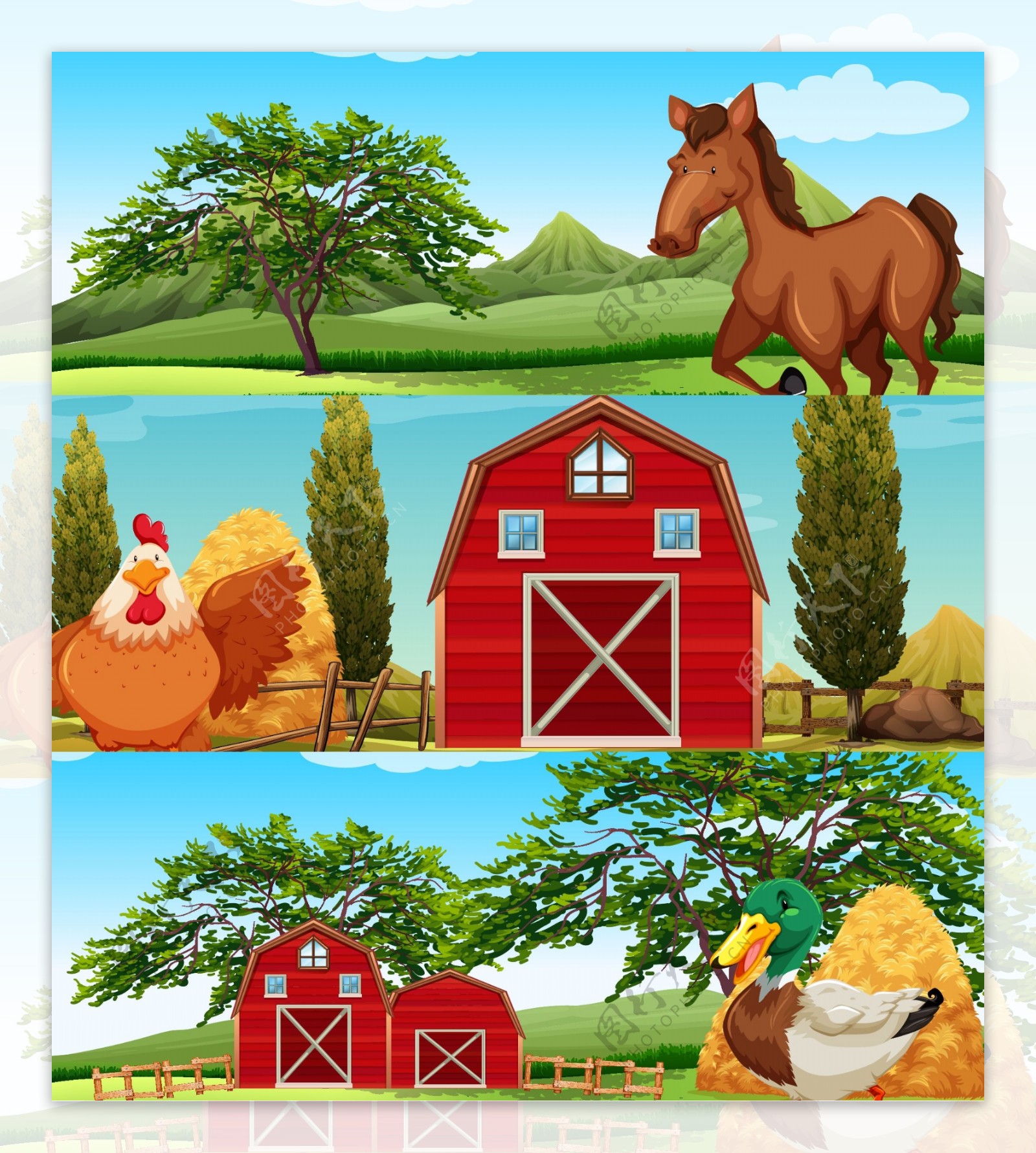 动物在农场的插图