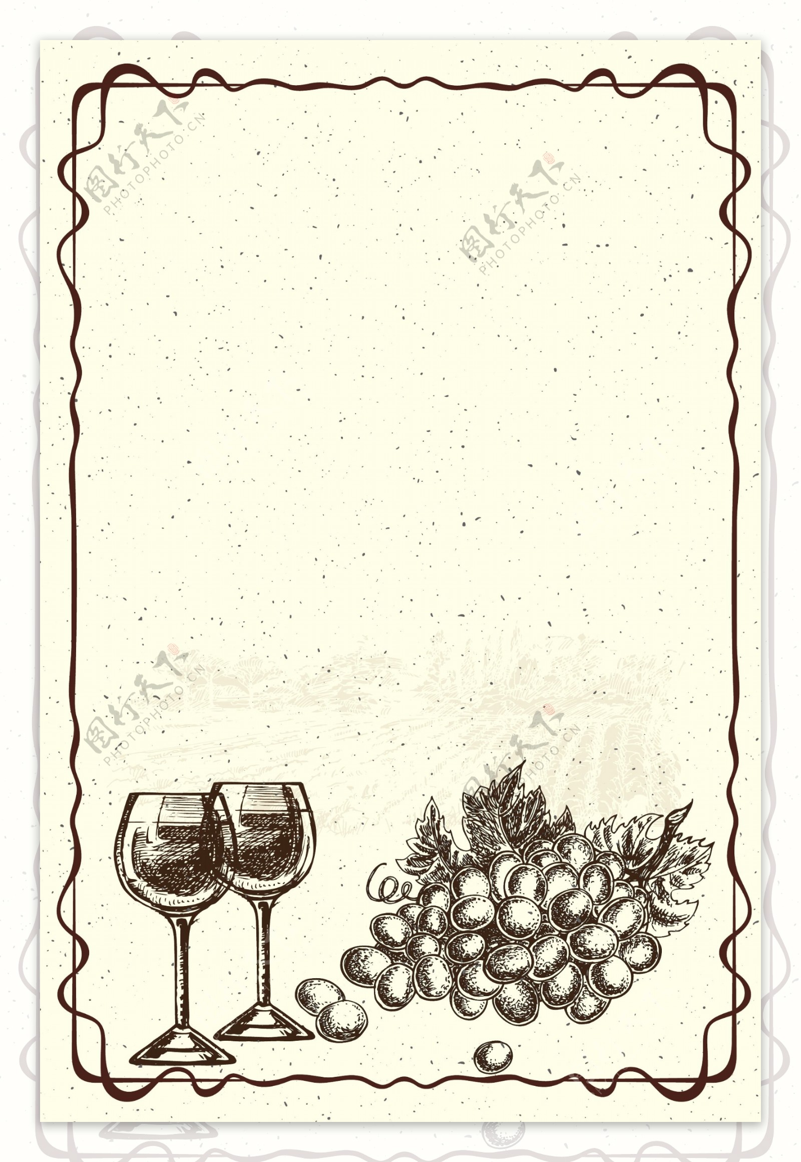 手绘红酒葡萄酒背景
