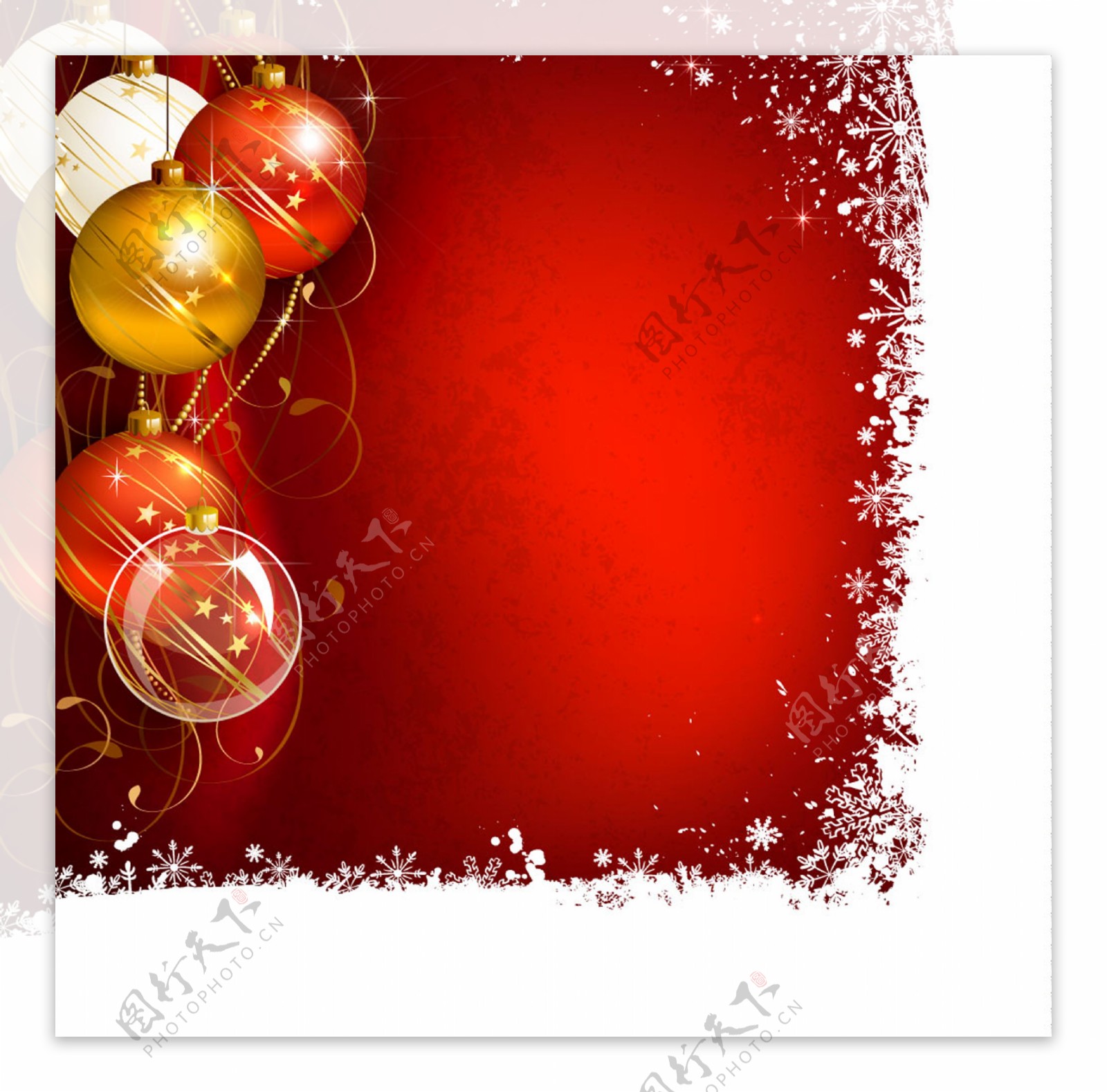 红底圣诞彩球背景
