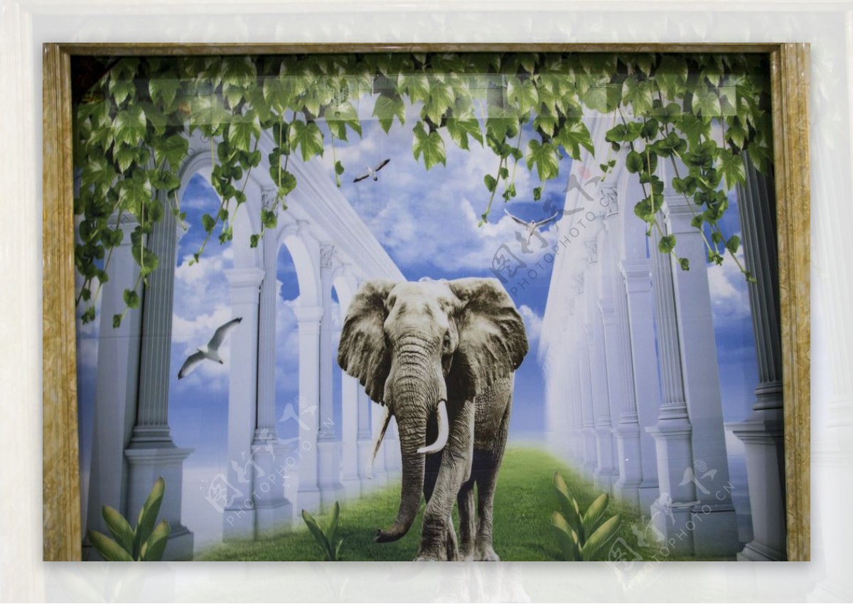 爱丽舍3D晶彩砖大象背景墙