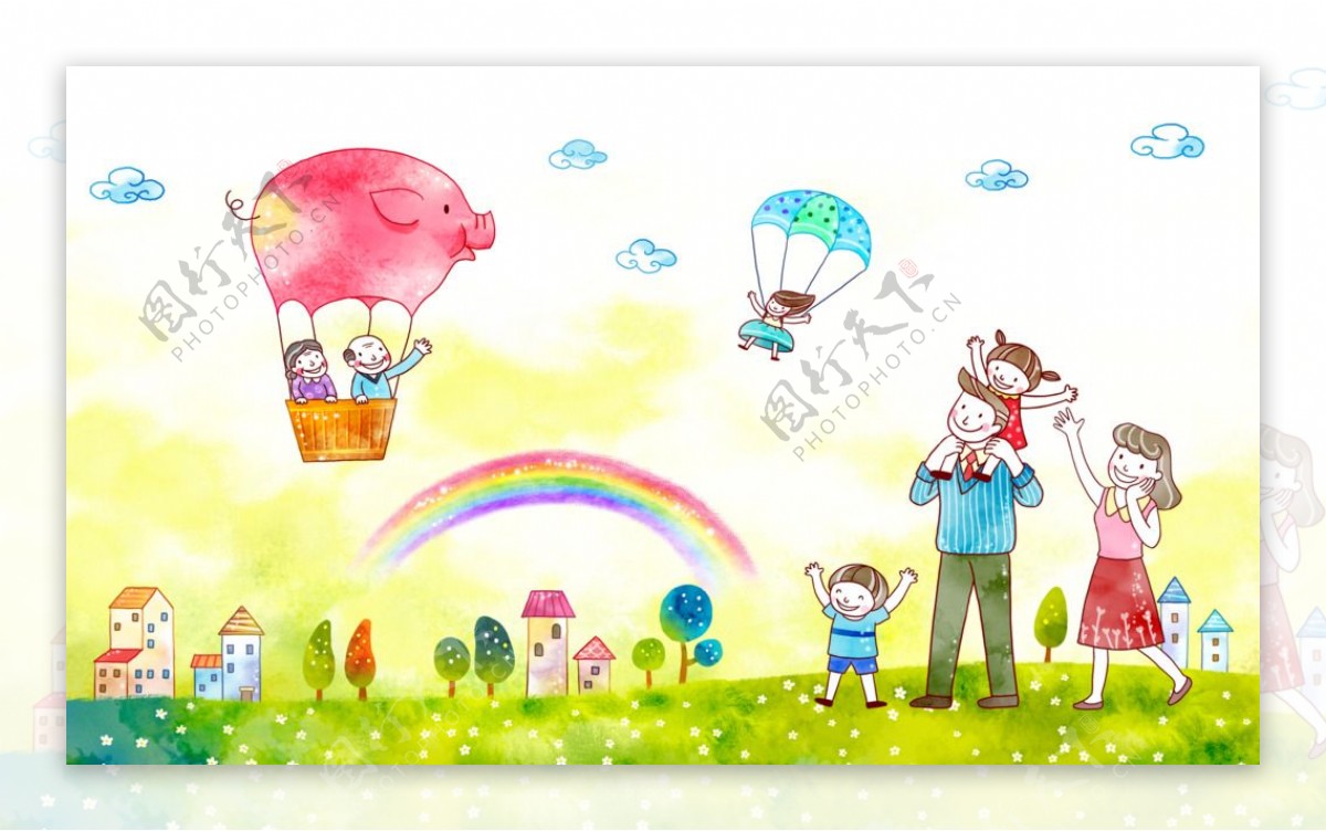 彩绘快乐儿童节海报