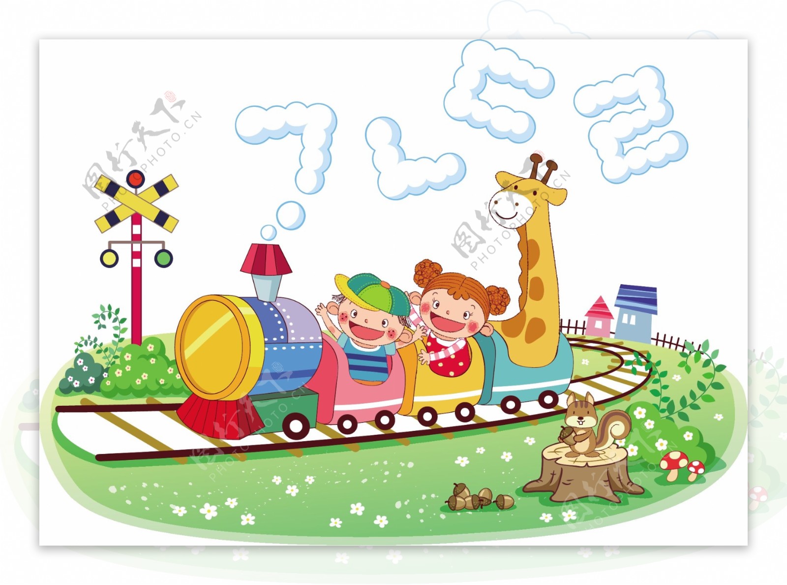 儿童火车游玩素材