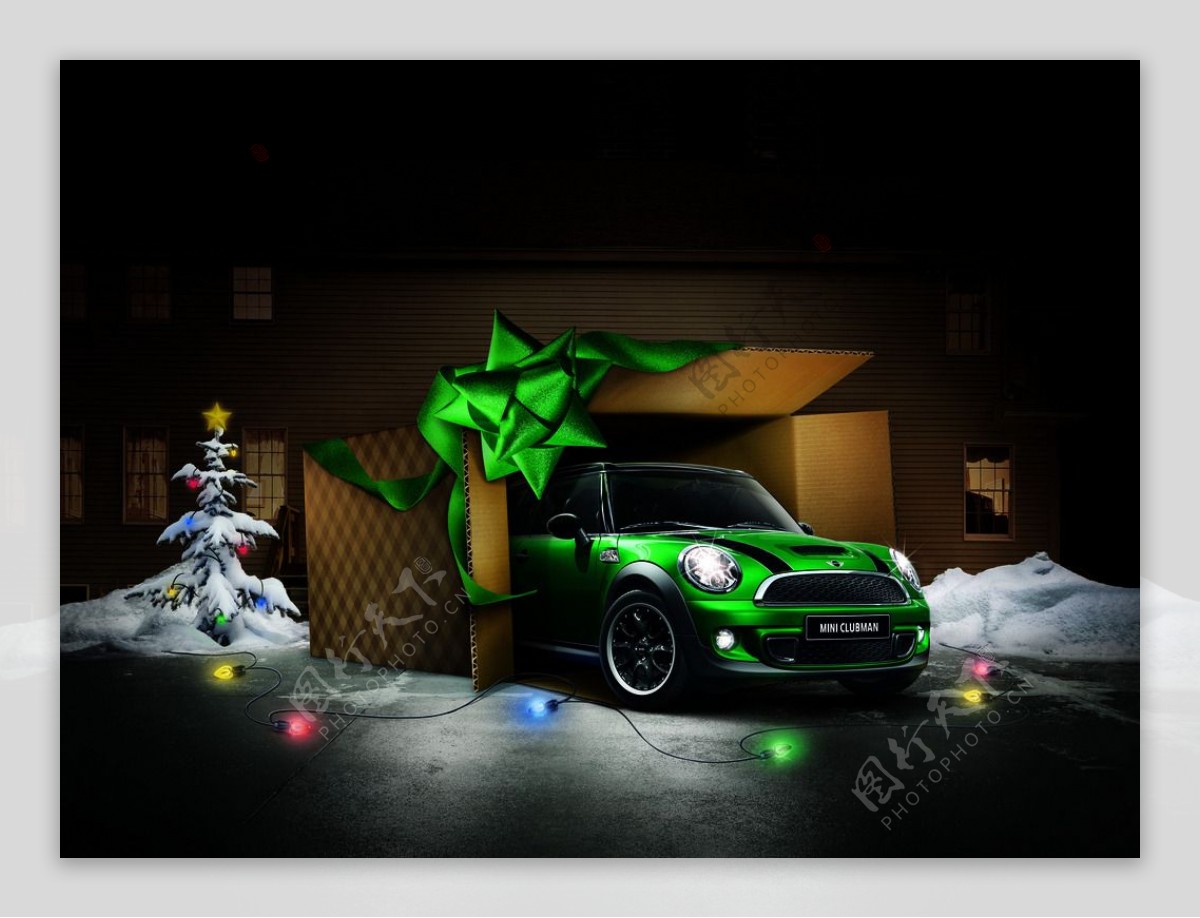 圣诞节MINI汽车海报