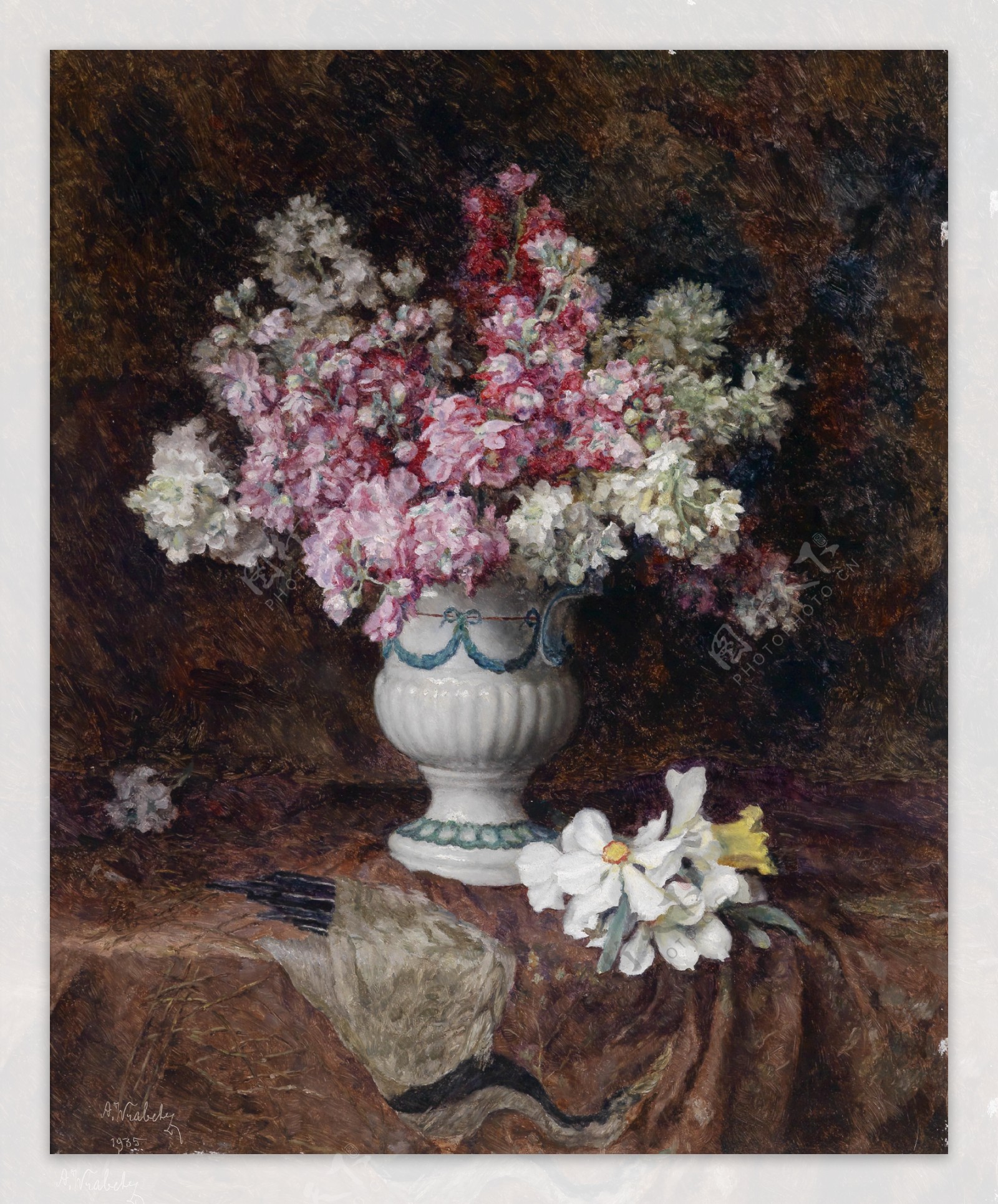 欧洲花卉花瓶油画