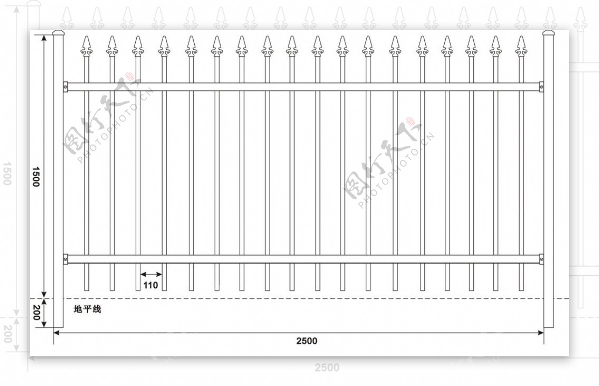 围墙护栏平面结构图