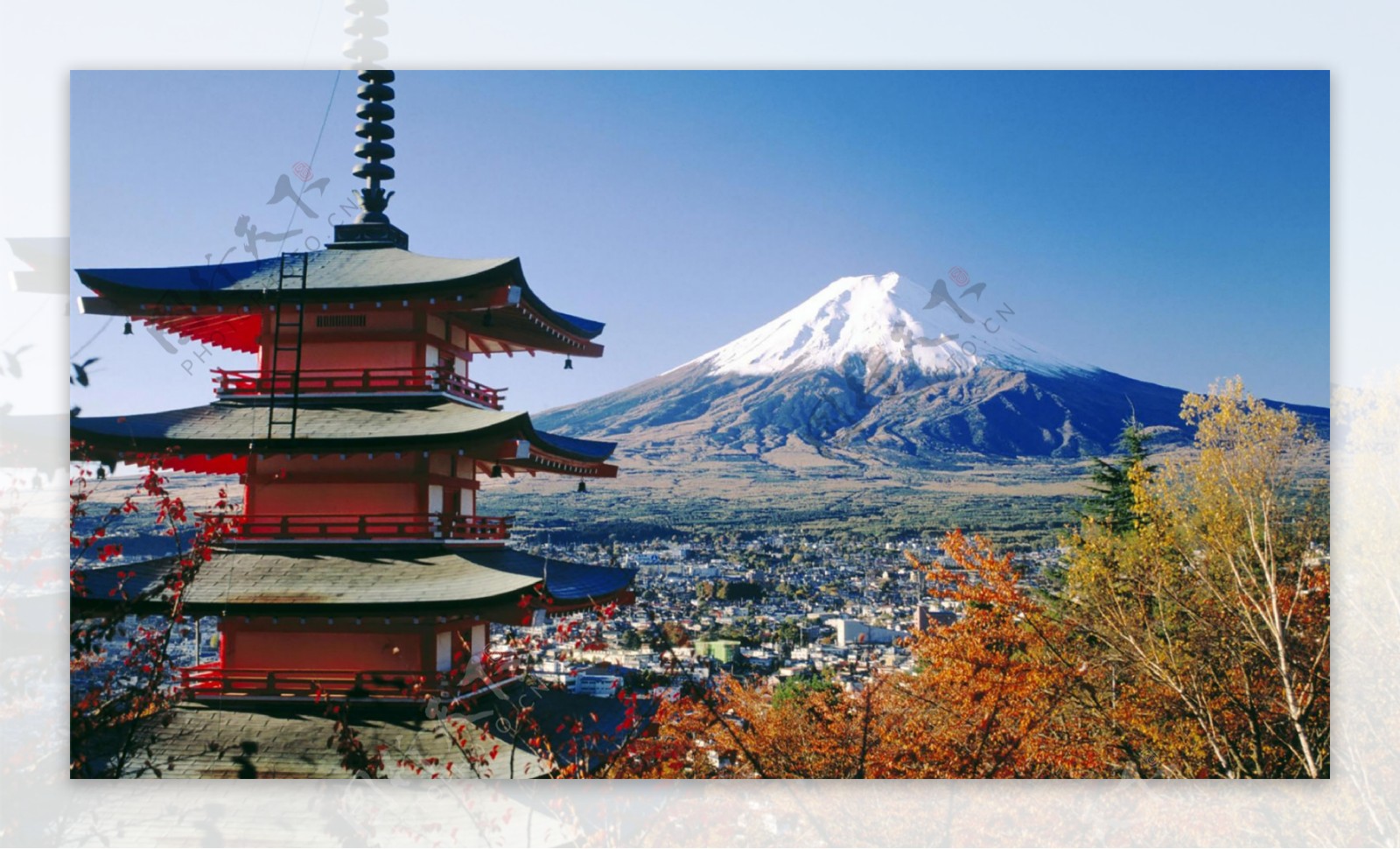 日本古典楼阁富士山世界名胜风景