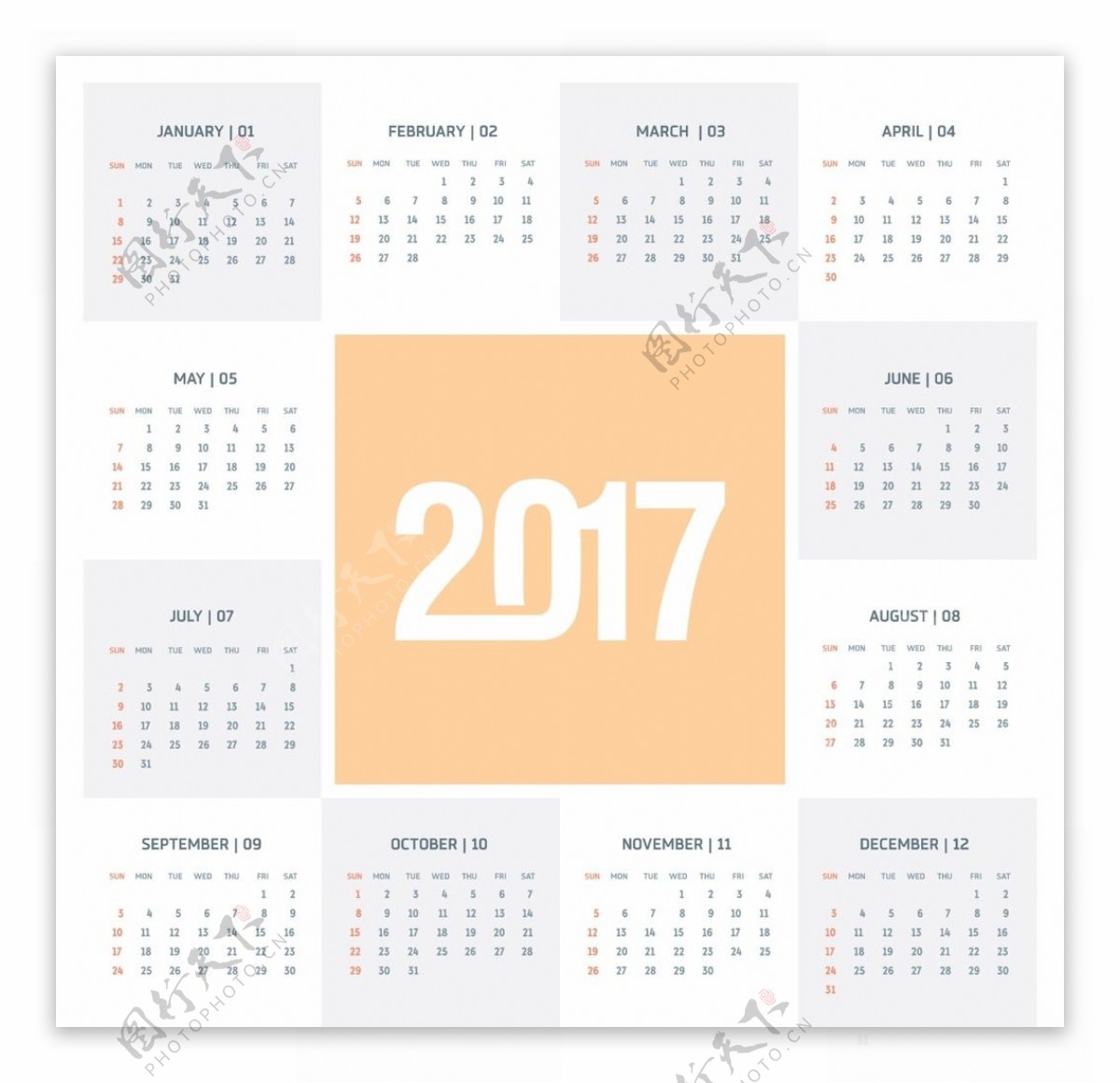2017年日曆月曆