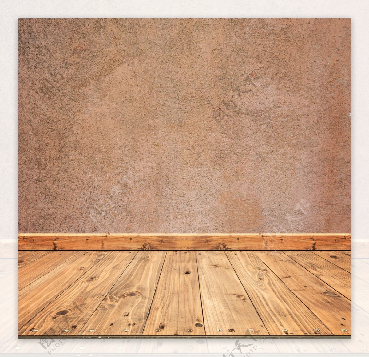 空间木纹地板水泥墙面背景