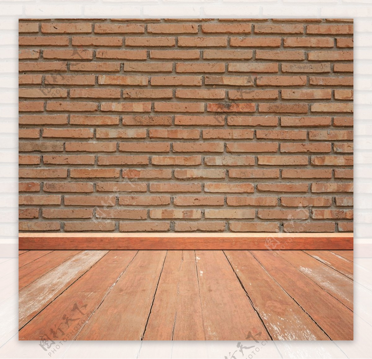 空间木纹地板砖块墙面背景