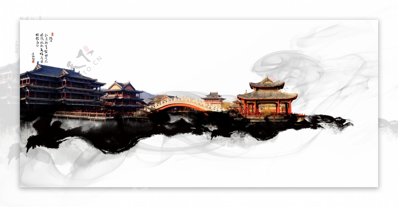 中式古典建筑传统海报背景
