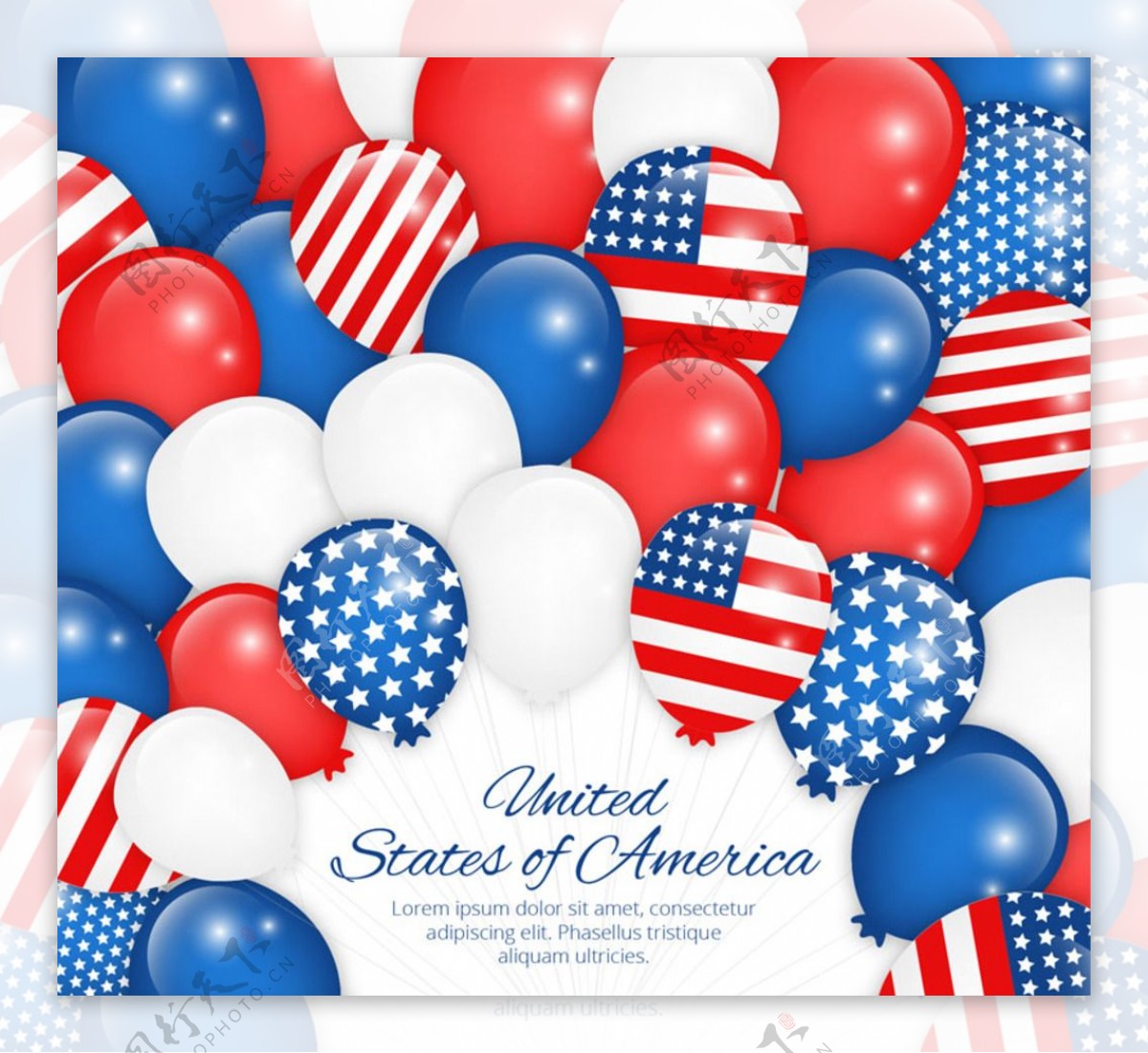 美国星条旗元素气球背景