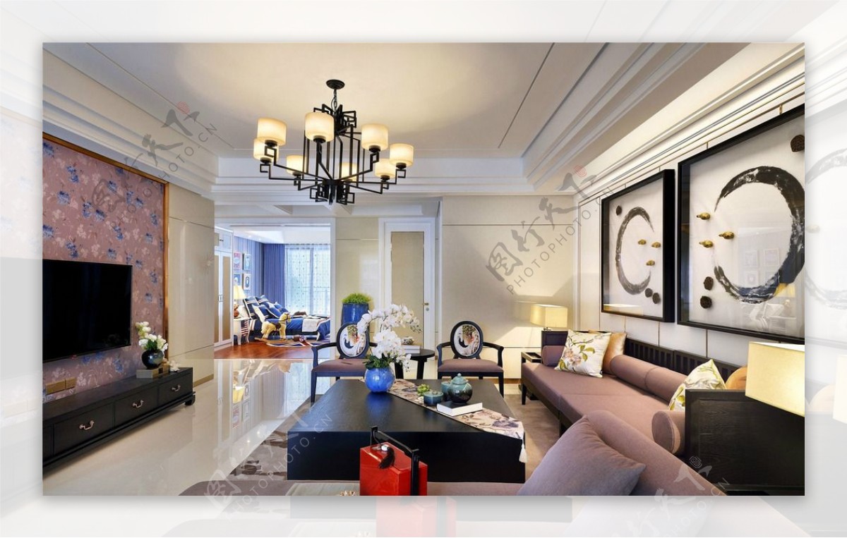 新中式客厅装饰设计实景图