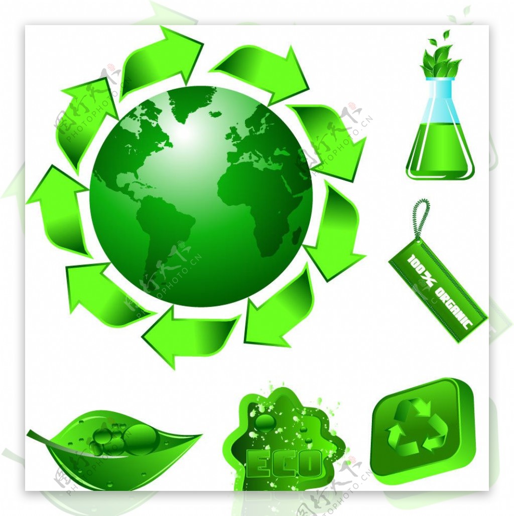 绿色环保生态图标矢量