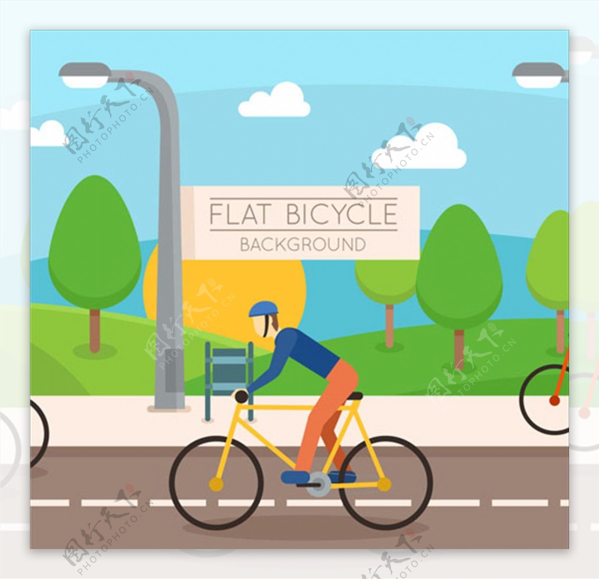 卡通骑自行车的男人插图