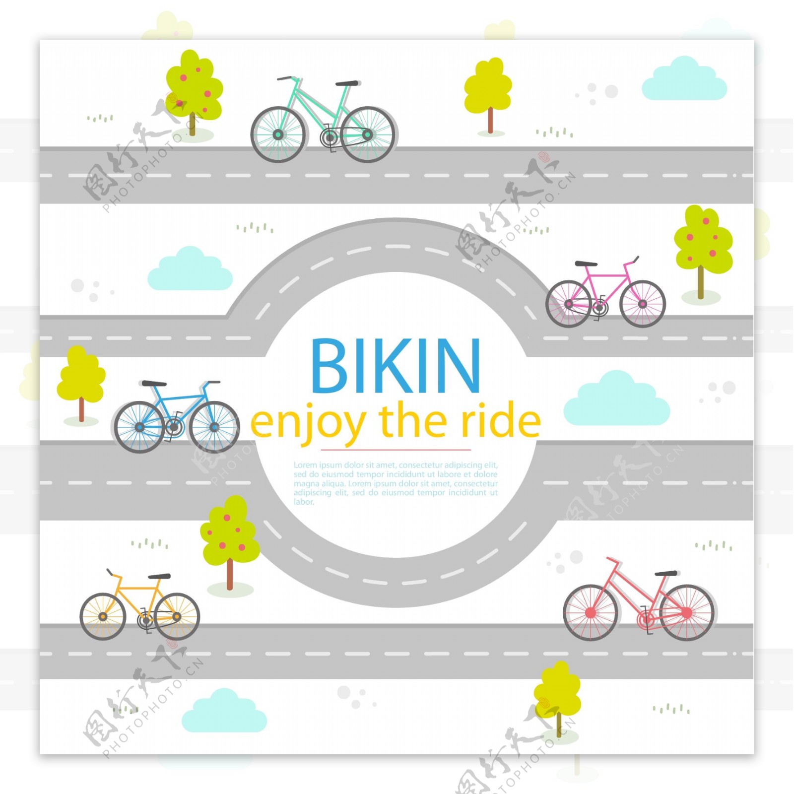 卡通公路自行车赛海报